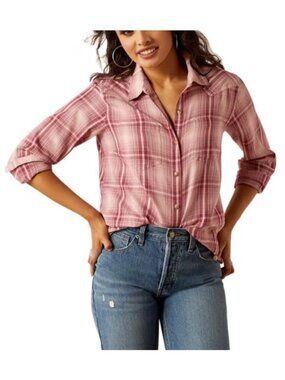 Ariat Billie Jean Size Large LS shirt Women’s Delilah Plaid NWT Western Button